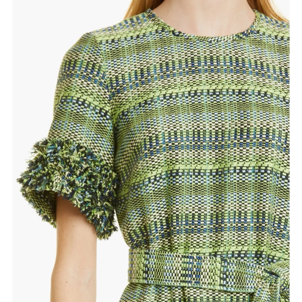 cinq a sept Green Tweed Mini Dress with Belt - Picture 4 of 13